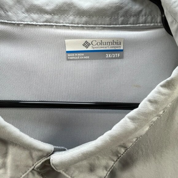 Columbia PFG Fishing Shirt Men Size 3X Gray Vented Omni-Shield Langara BC Salmon - Picture 2 of 11